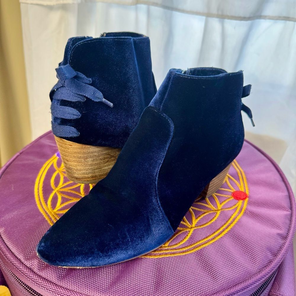 RESTRICTED Royal Blue Velvet Ankle Boot
